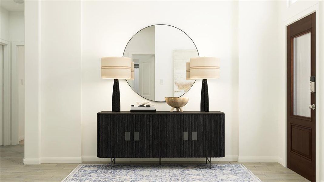 Bathroom with light wood-type flooring and baseboards Bathroom with light wood-type flooring and baseboards