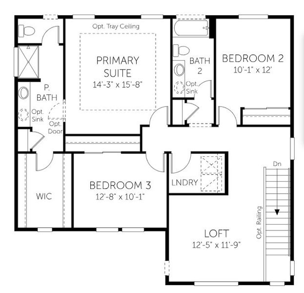2D floor plan layout for the Antero - Single Family Homes by Dream Finders Homes in Hidden Creek, Frederick, CO (Image 3).