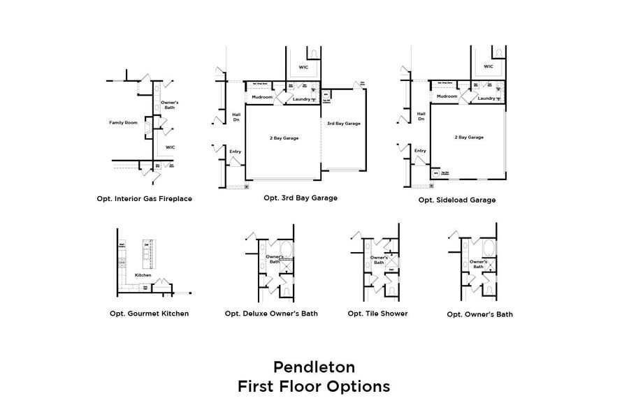 2D floor plan layout for the Pendleton by DRB Homes in Oakmont Manor, Oxford, NC (Image 4).
