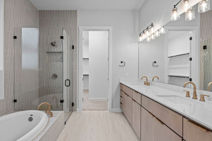 Furnished interior view inside a new home in Park Collection at Lariat, Liberty Hill (Image 16). Furnished interior view inside a new home in Park Collection at Lariat, Liberty Hill (Image 16).