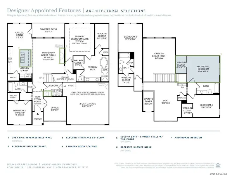 2D floor plan layout of this home in Kyndwood, New Braunfels, TX (Image 2).
