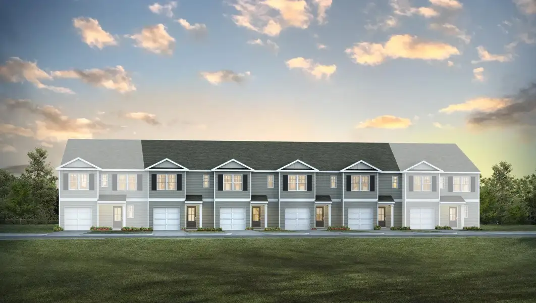 Front exterior of a new home in Hunter's Branch Townhomes, Hopkins, SC, highlighting curb appeal (Image 1). Front exterior of a new home in Hunter's Branch Townhomes, Hopkins, SC, highlighting curb appeal (Image 1).