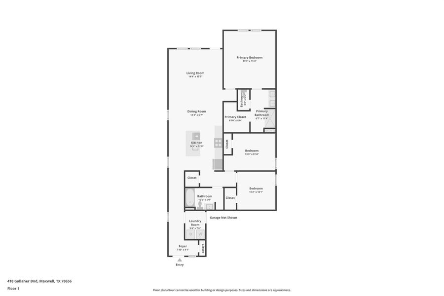 2D floor plan layout of this home in Bollinger, Maxwell, TX (Image 3).