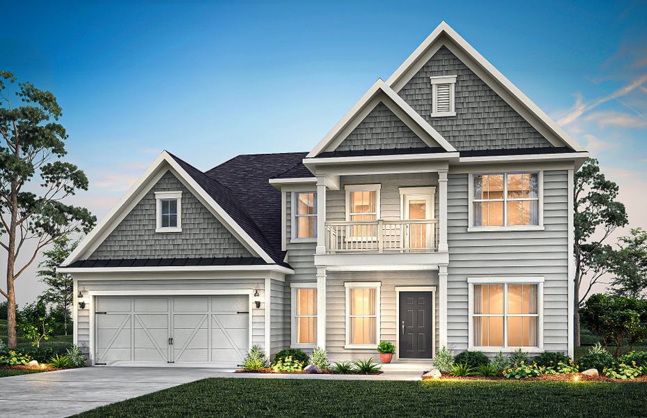 Front exterior of a new home in Creekside at Skelton, Hoschton, GA, highlighting curb appeal (Image 22). Front exterior of a new home in Creekside at Skelton, Hoschton, GA, highlighting curb appeal (Image 22).