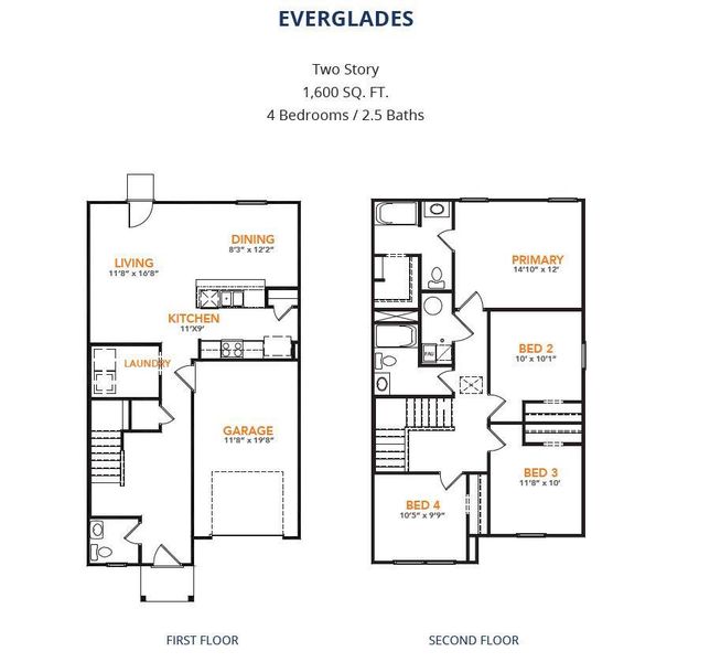 2D floor plan layout of this home in Pirate's Cove Estates, Vidor, TX (Image 4).
