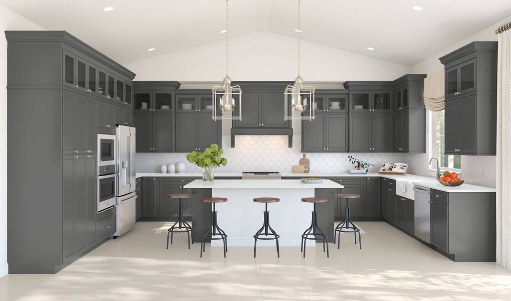 Kitchen with pendant lighting