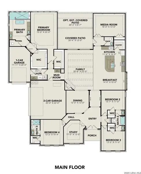 2D floor plan layout of this home in Potranco Oaks, Castroville, TX (Image 5).