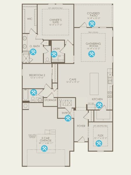 2D floor plan layout for the Mainstay by Del Webb in Del Webb Point Hope, Charleston, SC (Image 2).