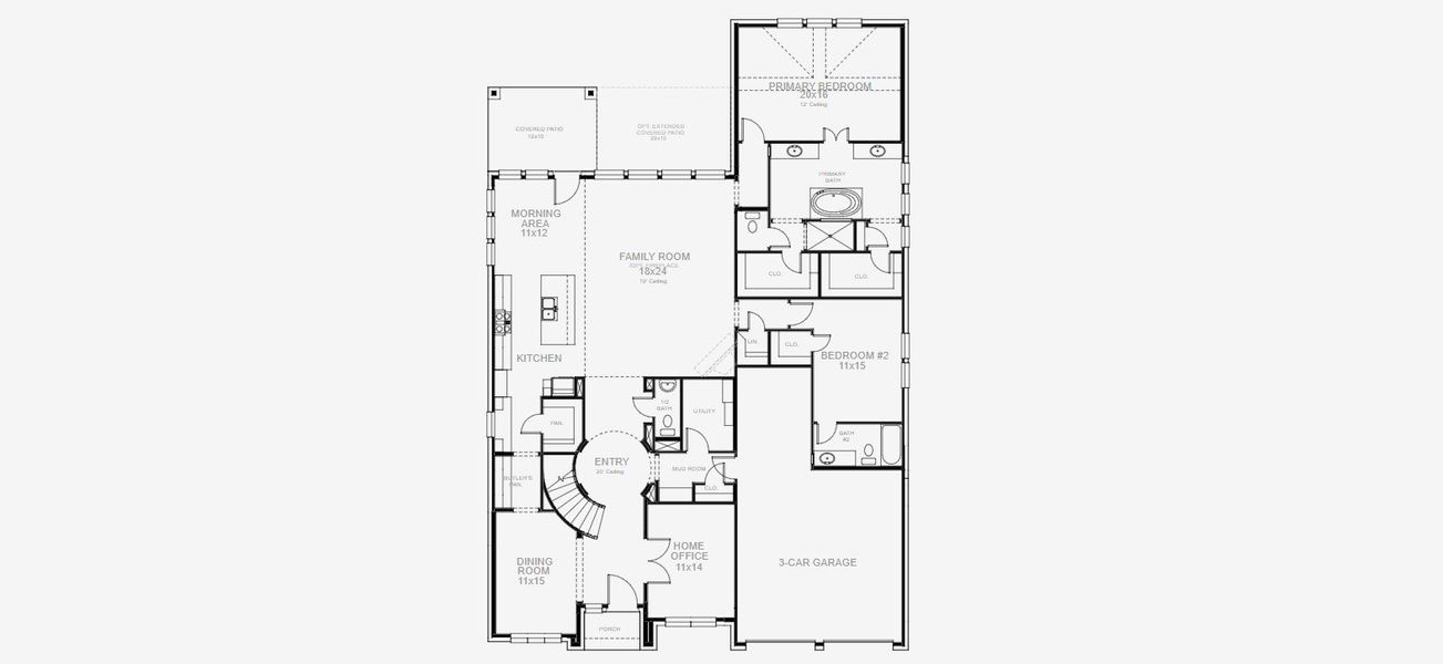 2D floor plan layout for the 4016W by Perry Homes in Myrtle Creek 71', Waxahachie, TX (Image 4). 2D floor plan layout for the 4016W by Perry Homes in Myrtle Creek 71', Waxahachie, TX (Image 4).