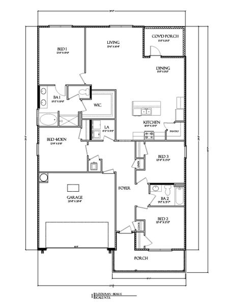 2D floor plan layout for the Beau by D.R. Horton in Ashton Park Phase III, Freeport, FL (Image 2). 2D floor plan layout for the Beau by D.R. Horton in Ashton Park Phase III, Freeport, FL (Image 2).