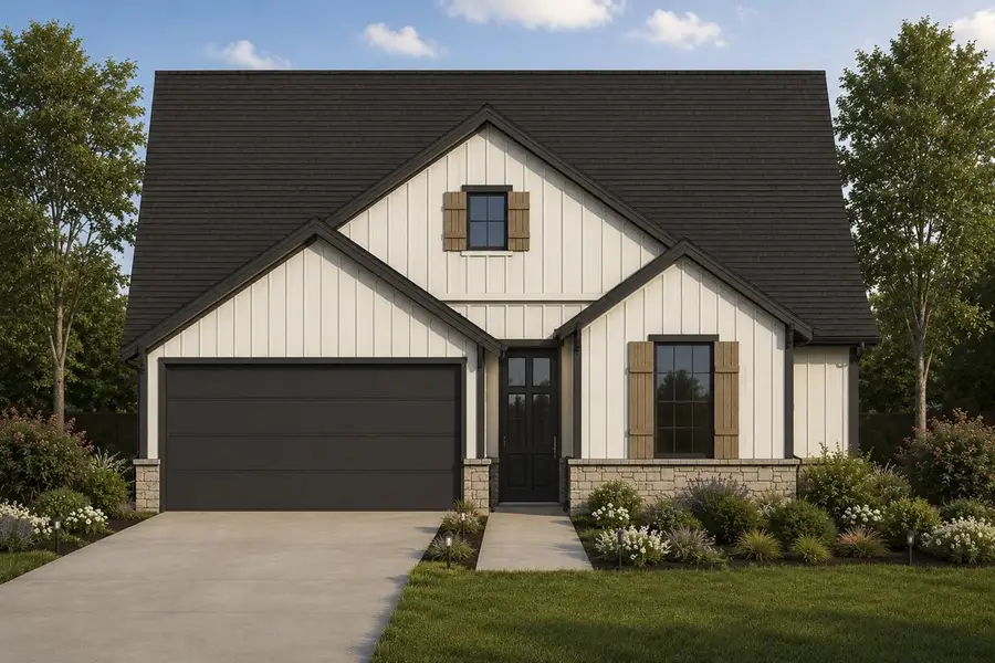Representative exterior photo of a completed home built from the The Amherst by Lillian Custom Homes in Tabor Ranch, Ponder, TX (Image 2). Representative exterior photo of a completed home built from the The Amherst by Lillian Custom Homes in Tabor Ranch, Ponder, TX (Image 2).