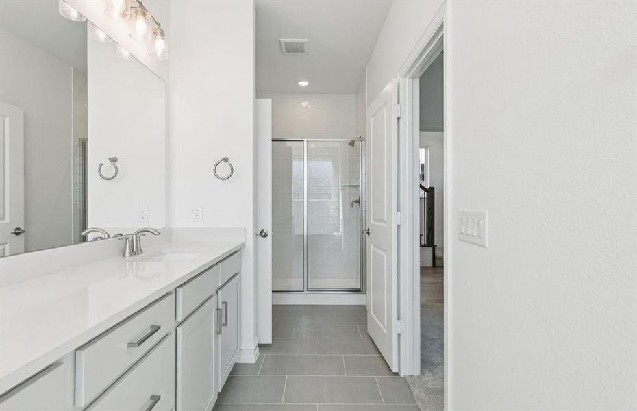 Shower in owner's bath