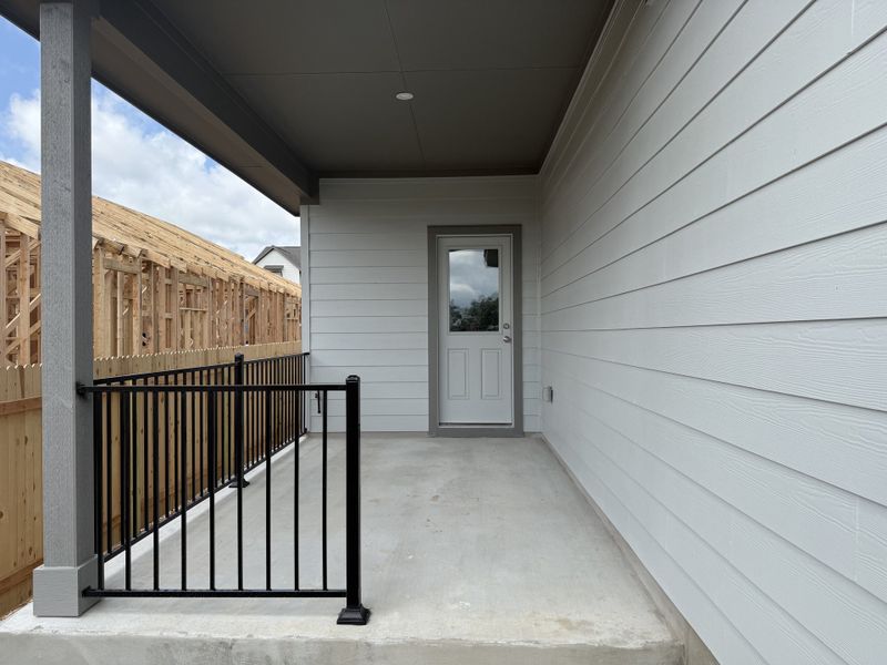 Exterior details and patio area of a home in Sage Hollow, Kyle (Image 3). Exterior details and patio area of a home in Sage Hollow, Kyle (Image 3).