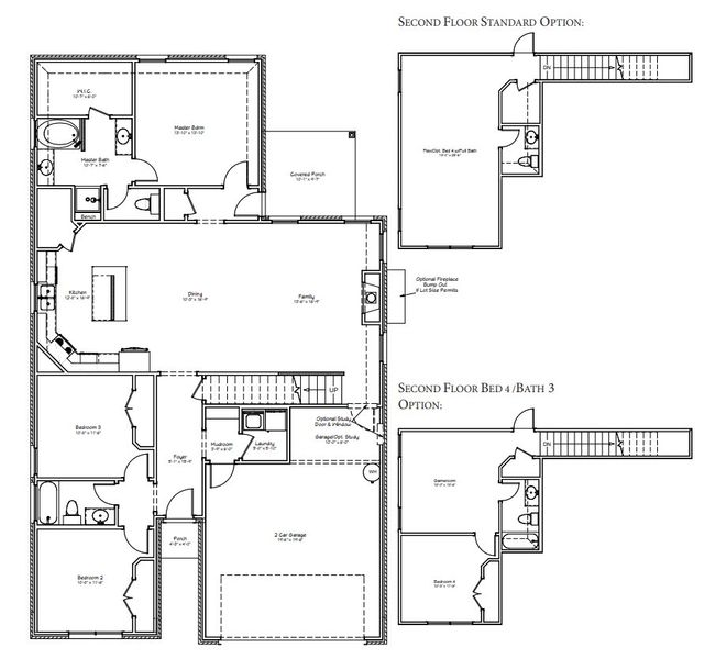2D floor plan layout for the The Jasmine by Avonley Homes in Mission Ranch, College Station, TX (Image 3). 2D floor plan layout for the The Jasmine by Avonley Homes in Mission Ranch, College Station, TX (Image 3).