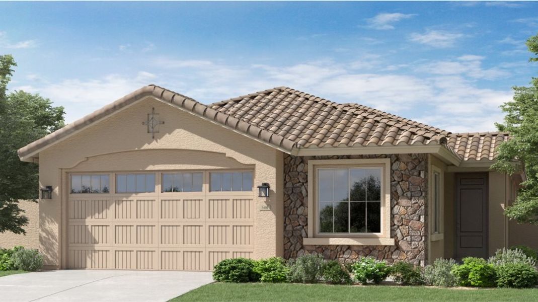 Front exterior of a home in the Asante: Discovery 2.1 & 2.13 community, located in Surprise, AZ (Image 5).