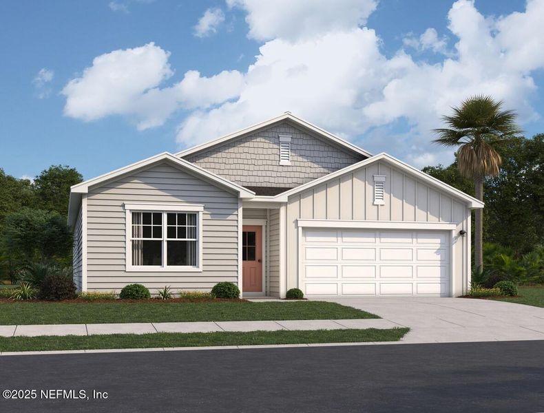 Front exterior of a new home in , Palm Coast, FL, highlighting curb appeal (Image 1).