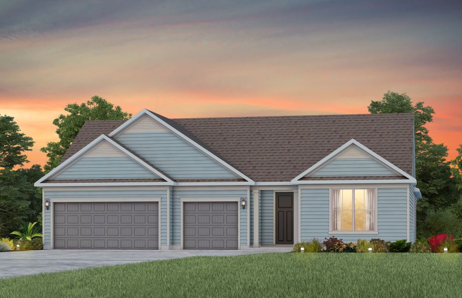 Front exterior of a new home in Crescent Cove, Myrtle Beach, SC, highlighting curb appeal (Image 17).
