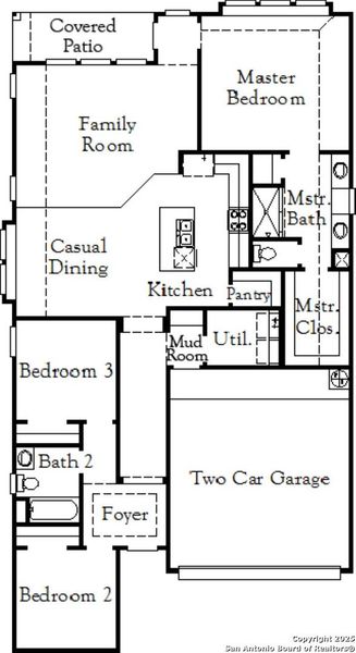 2D floor plan layout of this home in Stillwater Ranch 45', San Antonio, TX (Image 3).