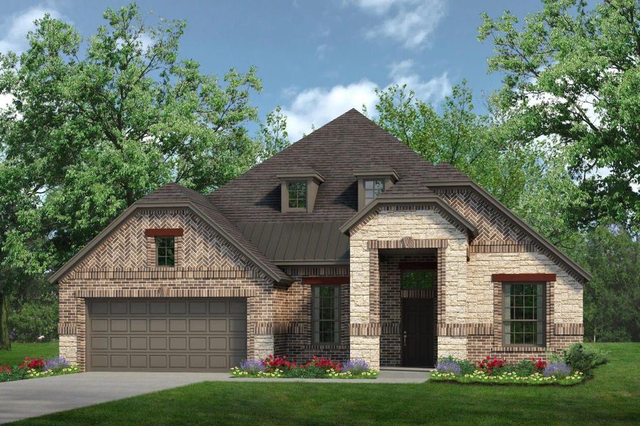 Elevation D with Stone | Concept 2533 at Mockingbird Hills in Joshua, TX by Landsea Homes