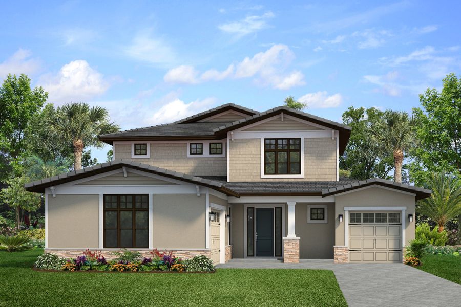 Representative exterior photo of a completed home built from the Yosemite II by Park Square Residential in Tamarack at Two Rivers, Zephyrhills, FL (Image 6).