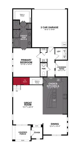 2D floor plan layout of this home in Treeline, Justin, TX (Image 2).