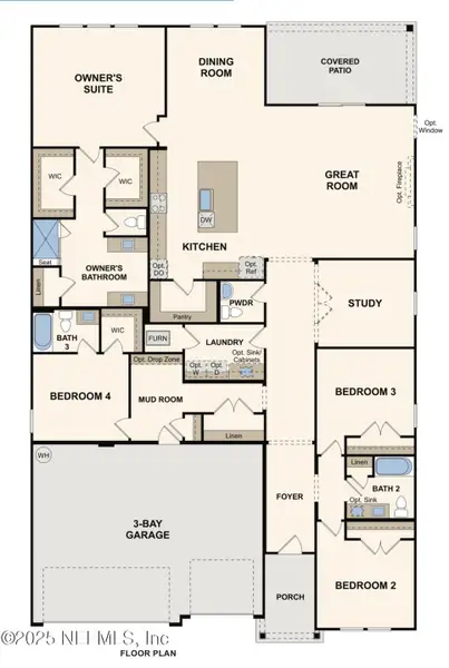 2D floor plan layout of this home in The Cypress Series at Reserve East, Flagler Beach, FL (Image 5).