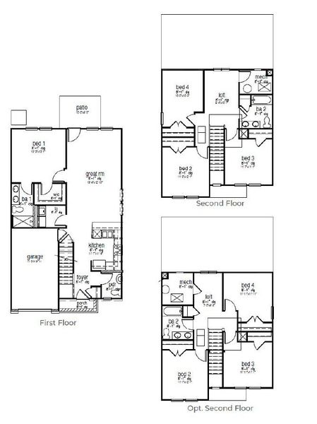 2D floor plan layout for the Norman by D.R. Horton in Stockyard, Statesboro, GA (Image 3).