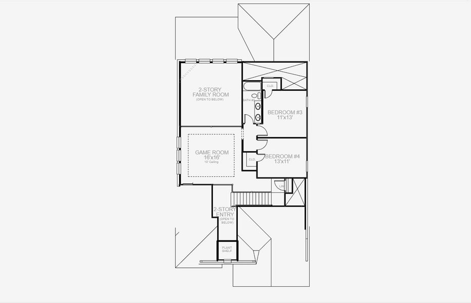 2D floor plan layout for the 2594W by Perry Homes in Meraki 45', Forney, TX (Image 5).