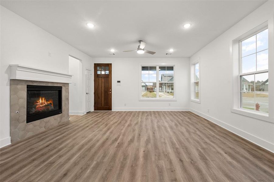 Living area with fireplace