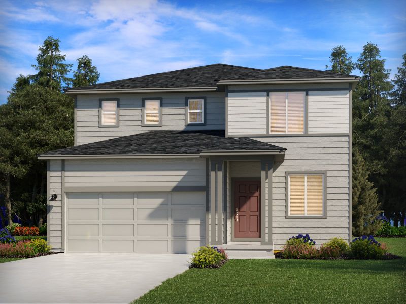 Representative exterior photo of a completed home built from the The Pagosa by Meritage Homes in Hidden Valley Farm, Severance, CO (Image 2).