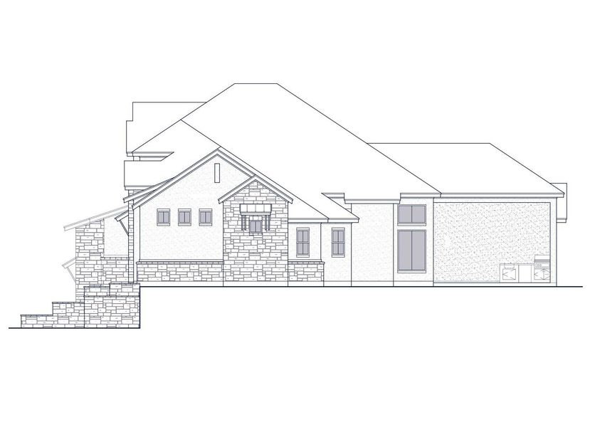 Front exterior of a new home in Cimarron Hills – Villas & Country Club, Georgetown, TX, highlighting curb appeal (Image 6).