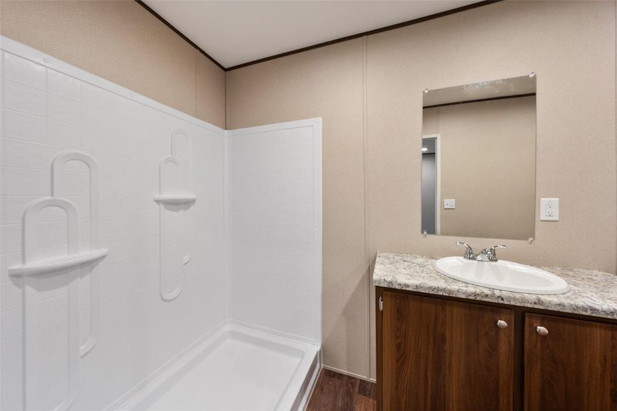 Master bathroom shower and vanity. Master bathroom shower and vanity.