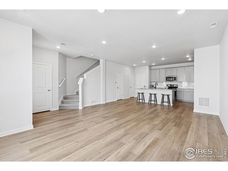 Spacious, unfurnished interior of a new home in Kinston Mainstreet Townhomes, Loveland (Image 19). Spacious, unfurnished interior of a new home in Kinston Mainstreet Townhomes, Loveland (Image 19).