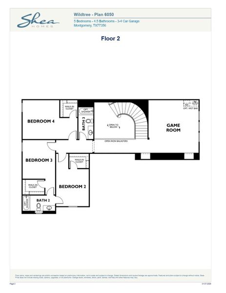 2D floor plan layout of this home in , Montgomery, TX (Image 3).