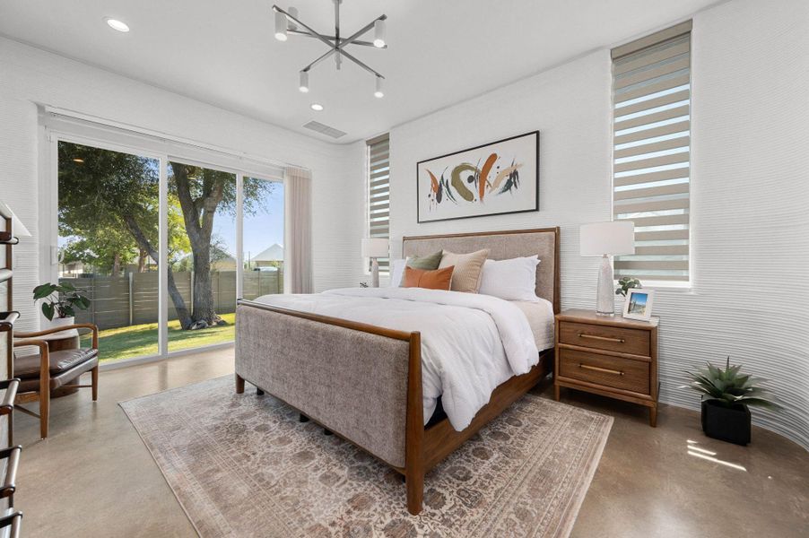 Furnished interior view inside a new home in Wolf Ranch: Genesis Collection, Georgetown (Image 24). Furnished interior view inside a new home in Wolf Ranch: Genesis Collection, Georgetown (Image 24).