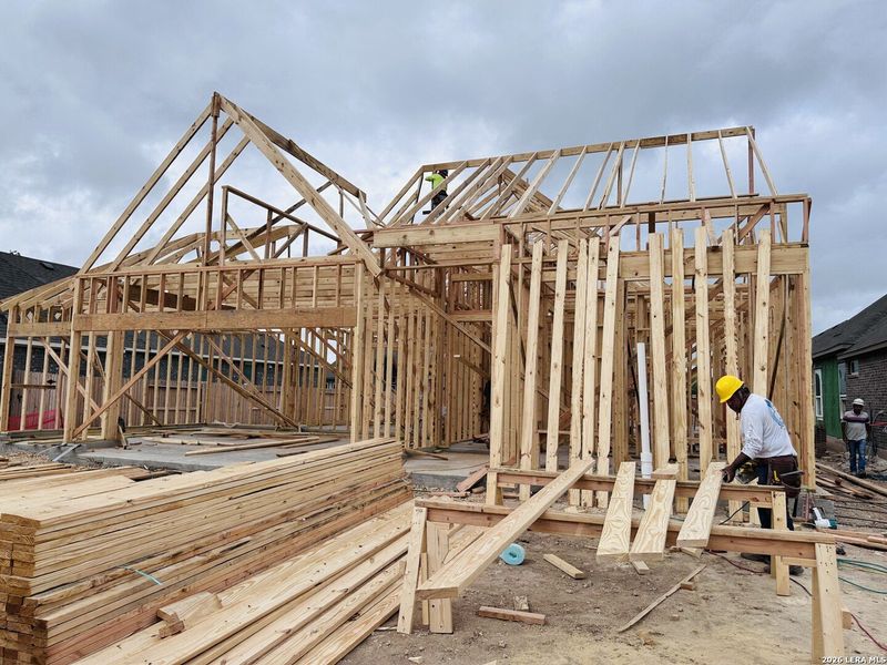 In-progress construction of a new home in Village at Three Oaks, Seguin, TX (Image 5).