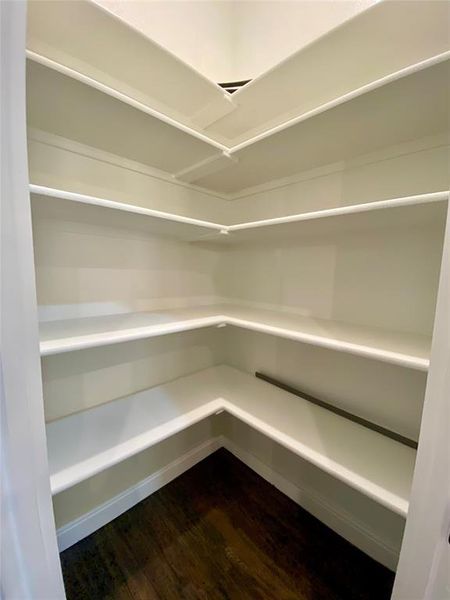 Huge corner pantry offers lots of storage Huge corner pantry offers lots of storage