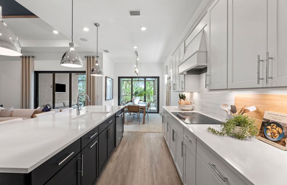 Kitchen with flow-through layout