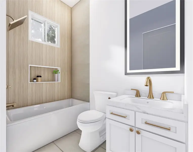 This is an inspirational virtual rendering of a secondary ensuite bathroom - finishes are subject to change without notice. This is an inspirational virtual rendering of a secondary ensuite bathroom - finishes are subject to change without notice.