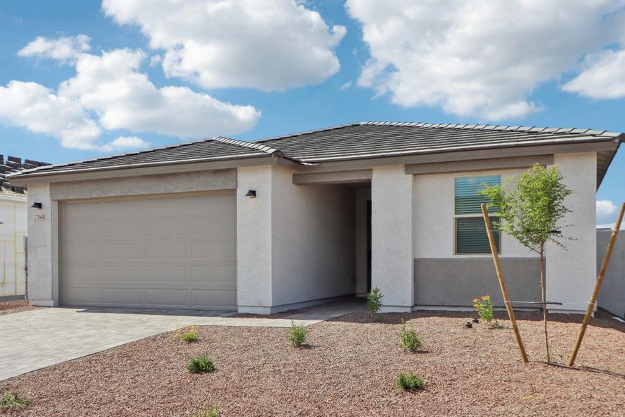 Representative exterior photo of a completed home built from the Marigold by Ashton Woods in Aloravita, Peoria, AZ (Image 2). Representative exterior photo of a completed home built from the Marigold by Ashton Woods in Aloravita, Peoria, AZ (Image 2).