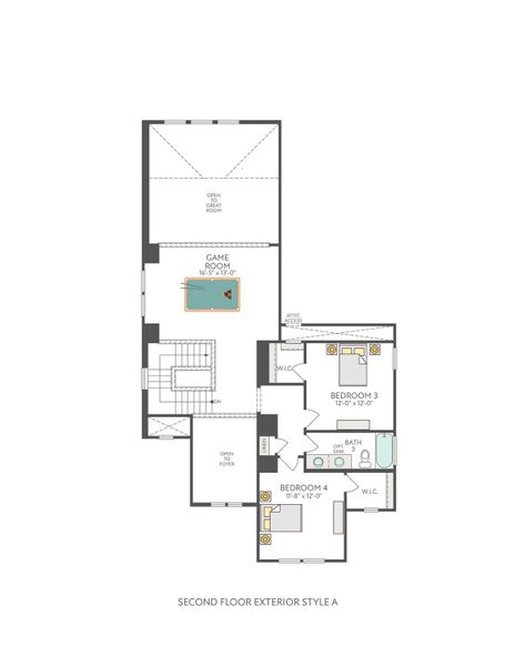 2D floor plan layout of this home in Wolf Ranch, Georgetown, TX (Image 5).