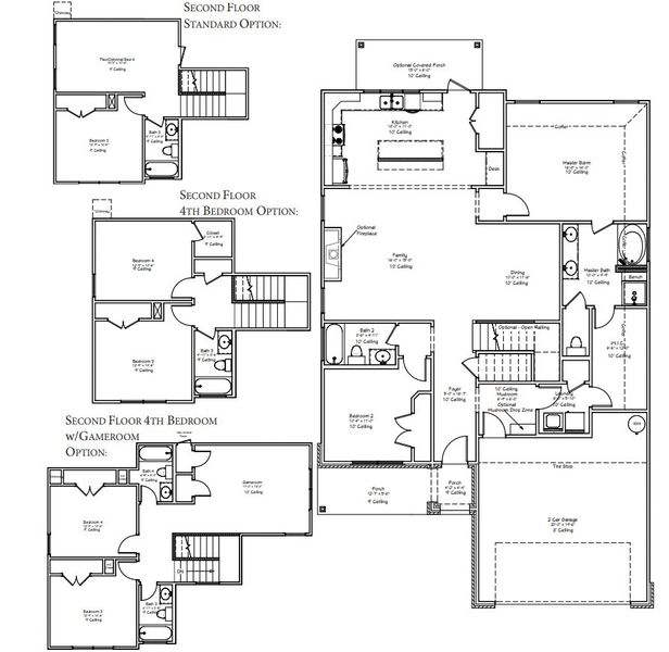 2D floor plan layout for the The Orchid by Avonley Homes in Rudder Pointe, Bryan, TX (Image 3). 2D floor plan layout for the The Orchid by Avonley Homes in Rudder Pointe, Bryan, TX (Image 3).