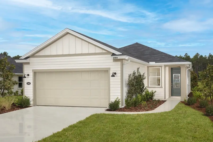 Representative exterior photo of a completed home built from the 1342 by KB Home in Somerset - Classic Series, Palm Coast, FL (Image 7). Representative exterior photo of a completed home built from the 1342 by KB Home in Somerset - Classic Series, Palm Coast, FL (Image 7).