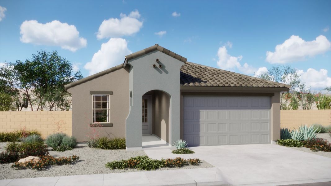 Representative exterior photo of a completed home built from the Brandy by Mattamy Homes in Alamar At Rocking K, Tucson, AZ (Image 4). Representative exterior photo of a completed home built from the Brandy by Mattamy Homes in Alamar At Rocking K, Tucson, AZ (Image 4).