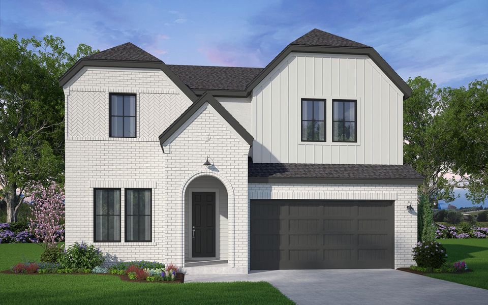 Representative exterior photo of a completed home built from the Norwich by Brookfield Residential in Midline, Webster, TX (Image 3).