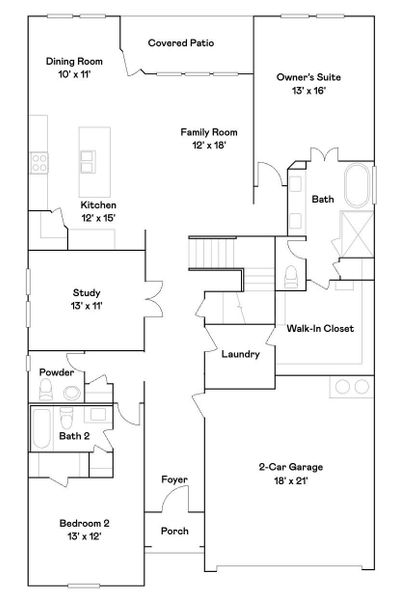 2D floor plan layout of this home in Oakberry Trails: Richmond Collection, Waller, TX (Image 5). 2D floor plan layout of this home in Oakberry Trails: Richmond Collection, Waller, TX (Image 5).