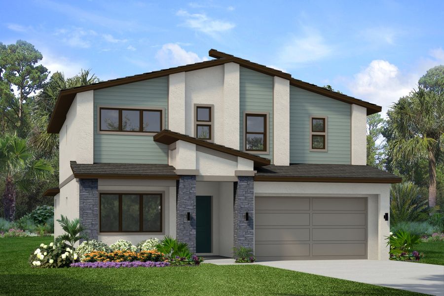 Representative exterior photo of a completed home built from the Aquamarine by Park Square Residential in Elevated at Sonoma Resort, Kissimmee, FL (Image 1). Representative exterior photo of a completed home built from the Aquamarine by Park Square Residential in Elevated at Sonoma Resort, Kissimmee, FL (Image 1).