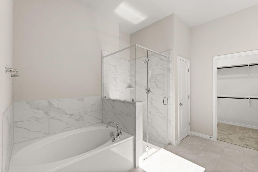 Beautiful Tile detailing in Primary Bath - Garden Tub & Walk-in Shower