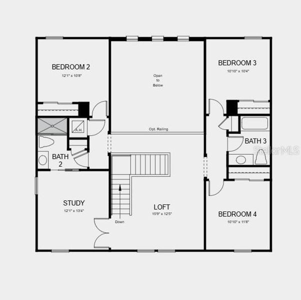 2D floor plan layout of this home in Palms at Coasterra, Palmetto, FL (Image 5).