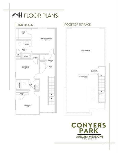 Floor plan, showing the upper floor and rooftop terrace (page 2/2).